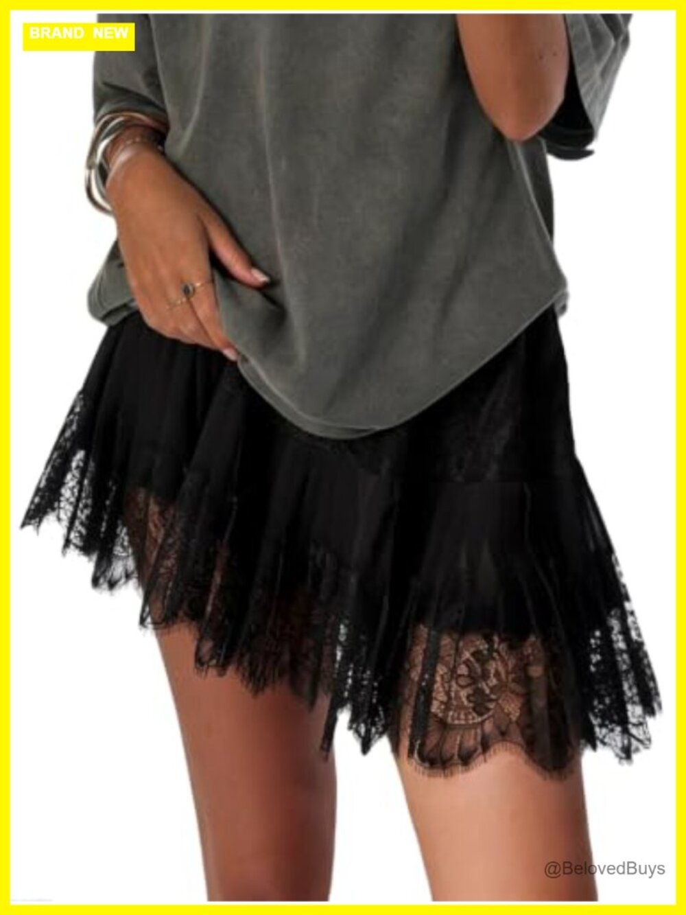 Womens Lace Slip Mini Skirt Low Rise Y2k Layered Ruffle Flowy Underskirt